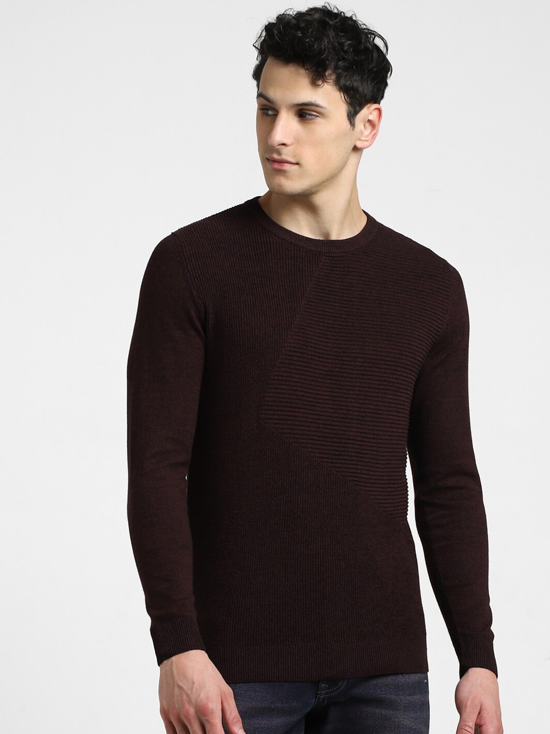 

Jack & Jones Ribbed Cotton Pullover Sweaters, Maroon