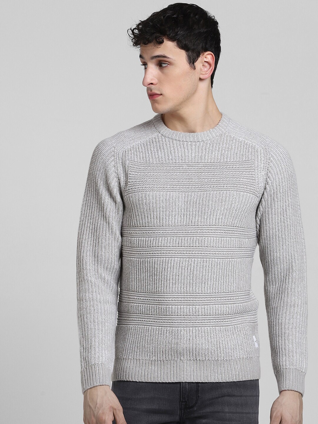

Jack & Jones Cable Knit Cotton Pullover Sweaters, Grey