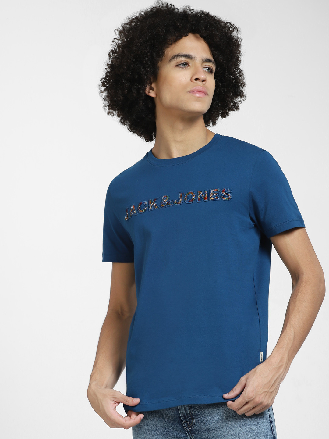 

Jack & Jones Men Typography Cotton Slim Fit T-shirt, Blue