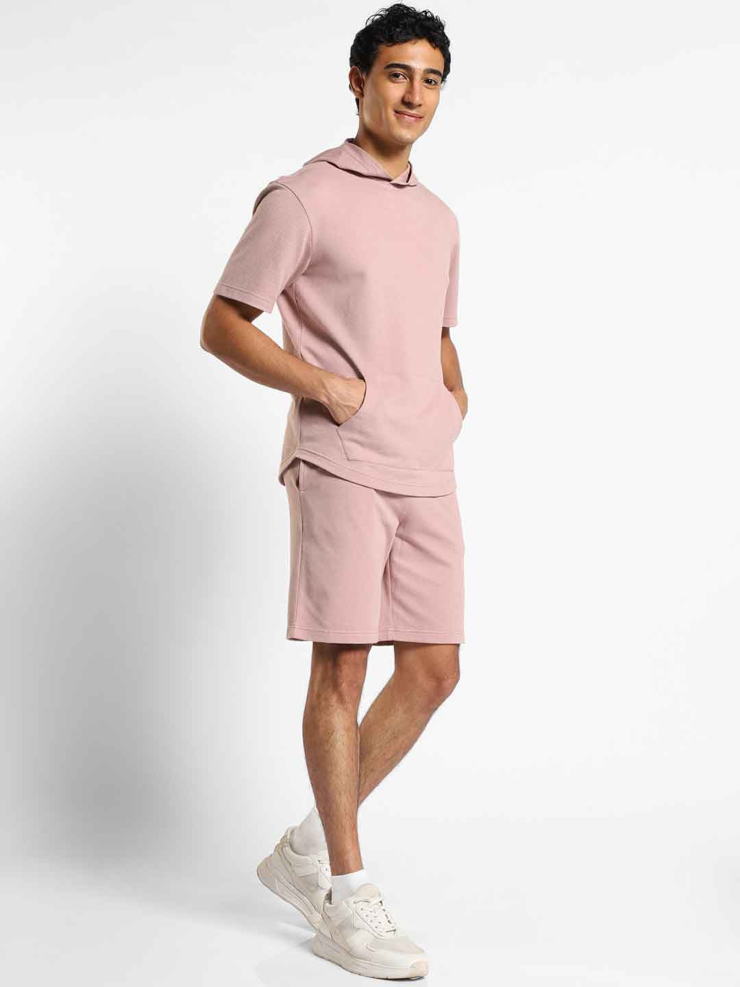 

NOBERO Self-Design Hooded T-Shirt & Shorts, Mauve