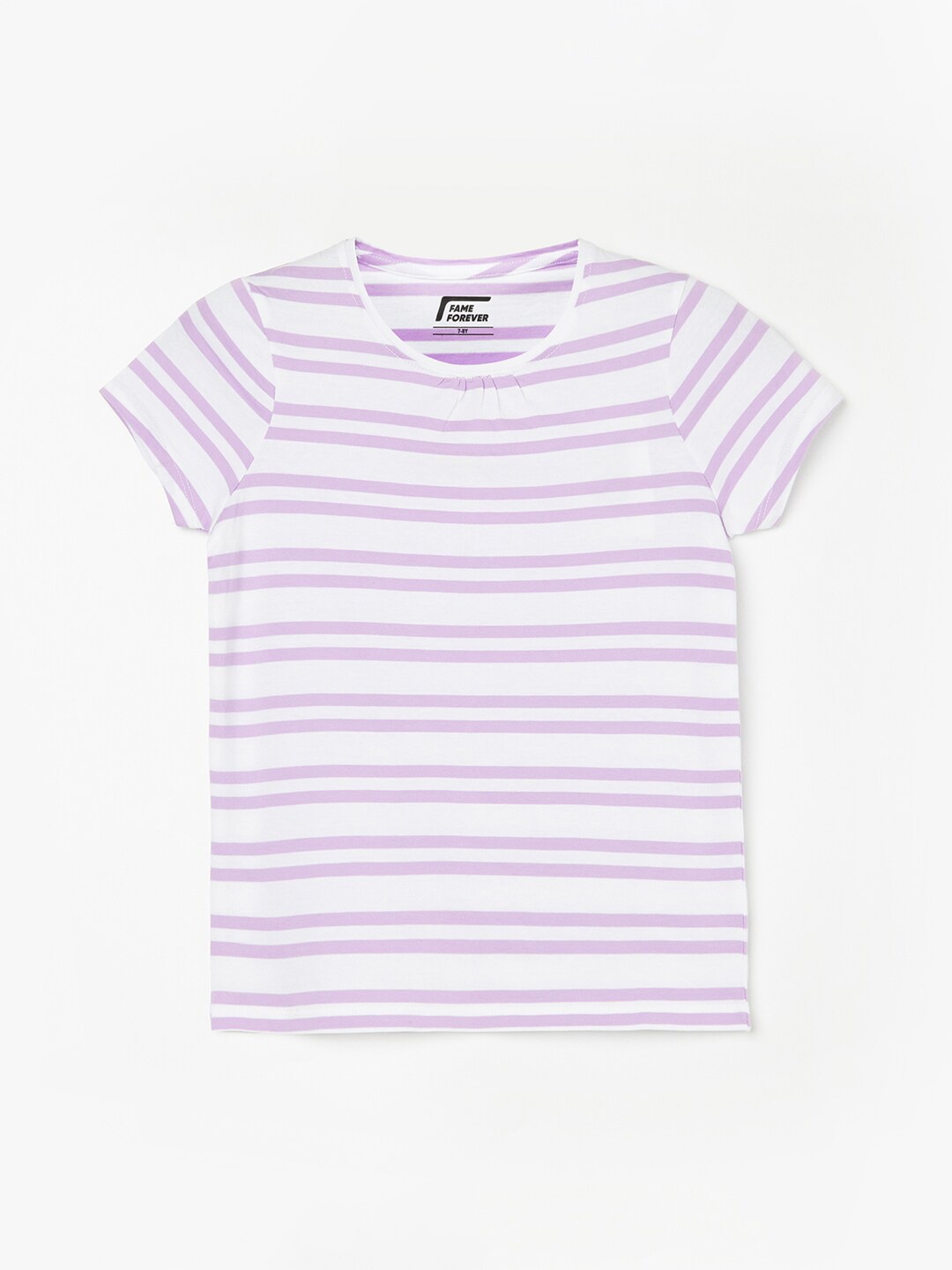 

Fame Forever by Lifestyle Girls Striped Cotton T-shirt, Purple
