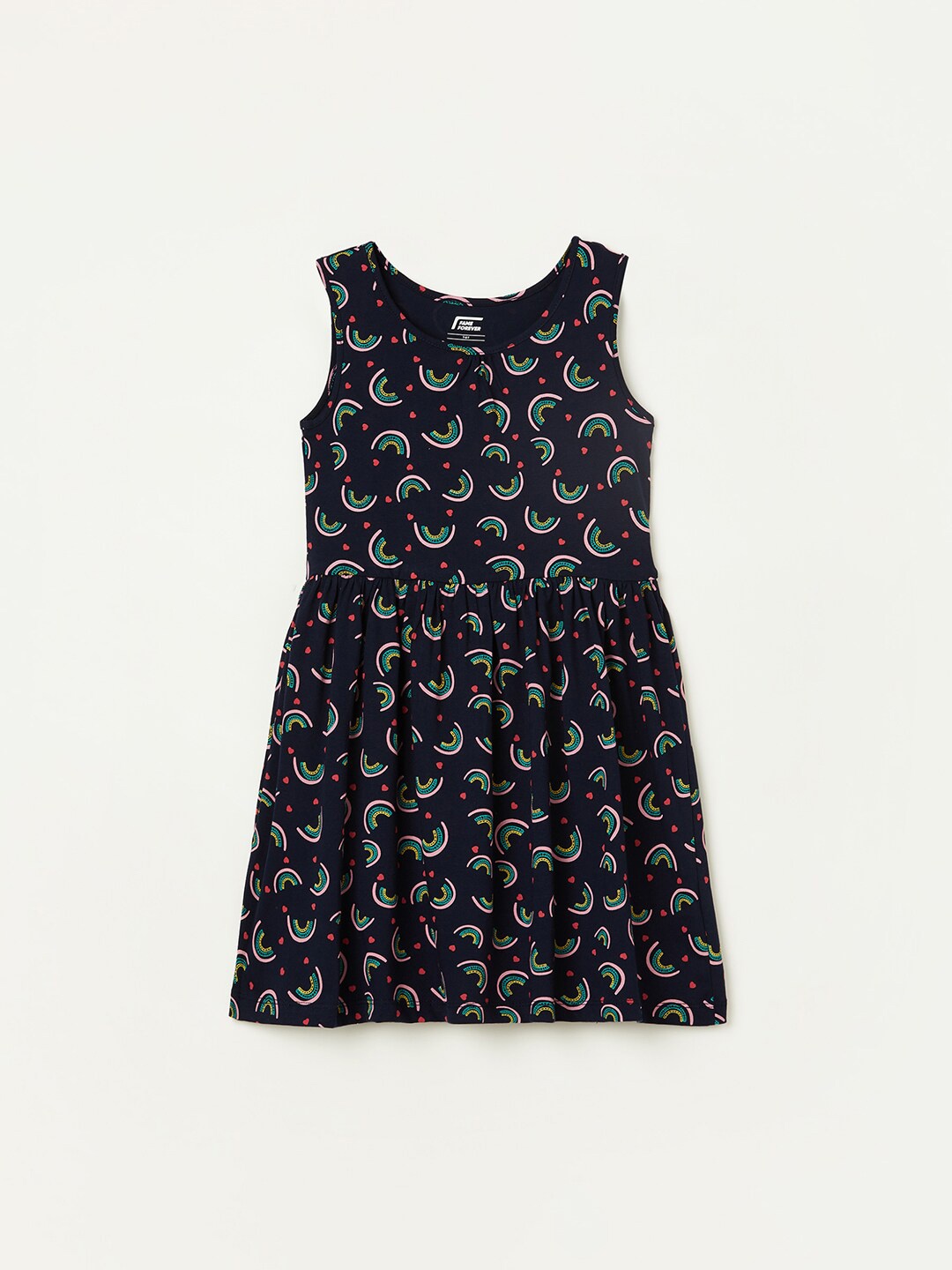

Fame Forever by Lifestyle Girls Conversational Printed Fit & Flare Cotton Dress, Blue