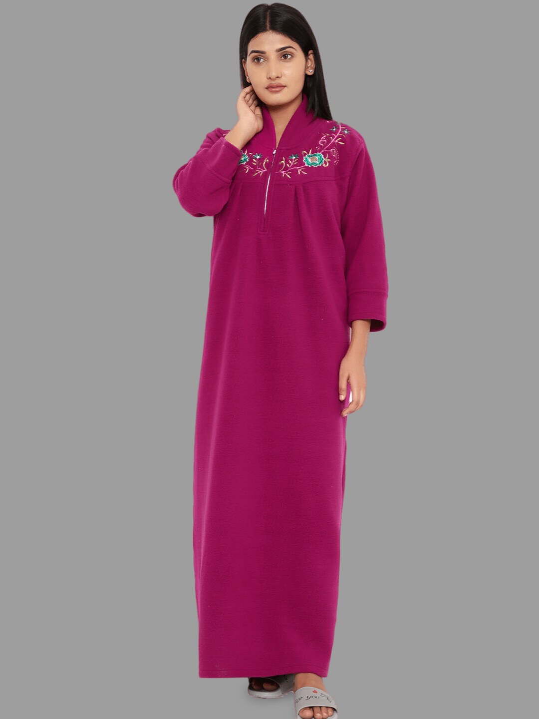 

PALIVAL Floral Embroidered High Neck Maxi Nightdress, Pink
