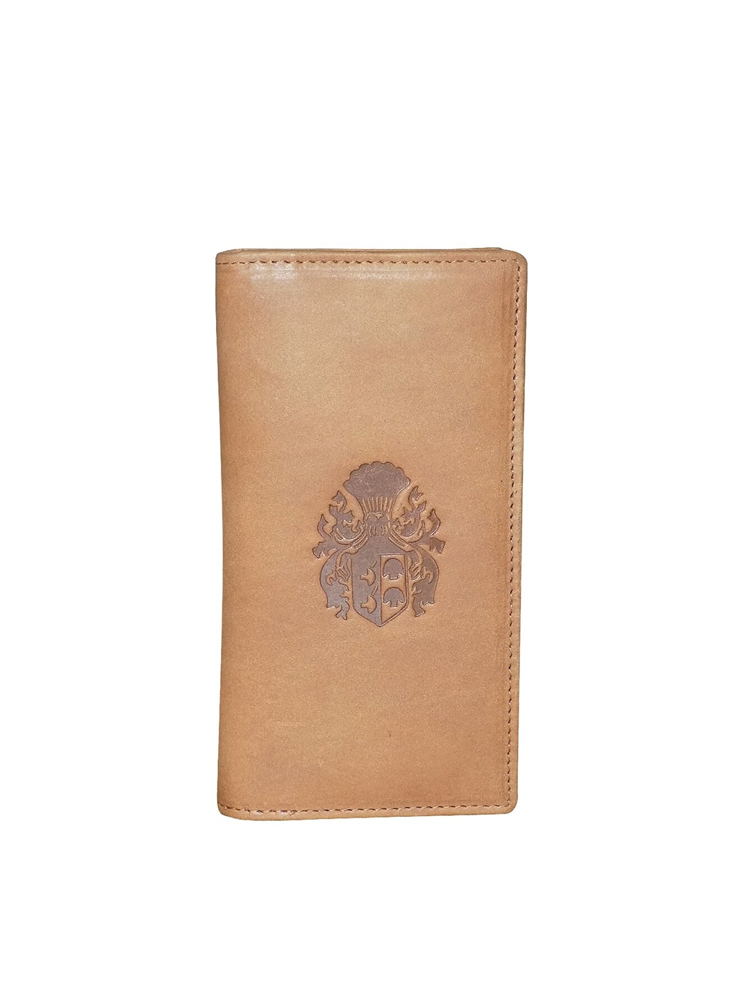 

Style Shoes Unisex Ethnic Motifs Textured Leather Two Fold Wallet, Tan