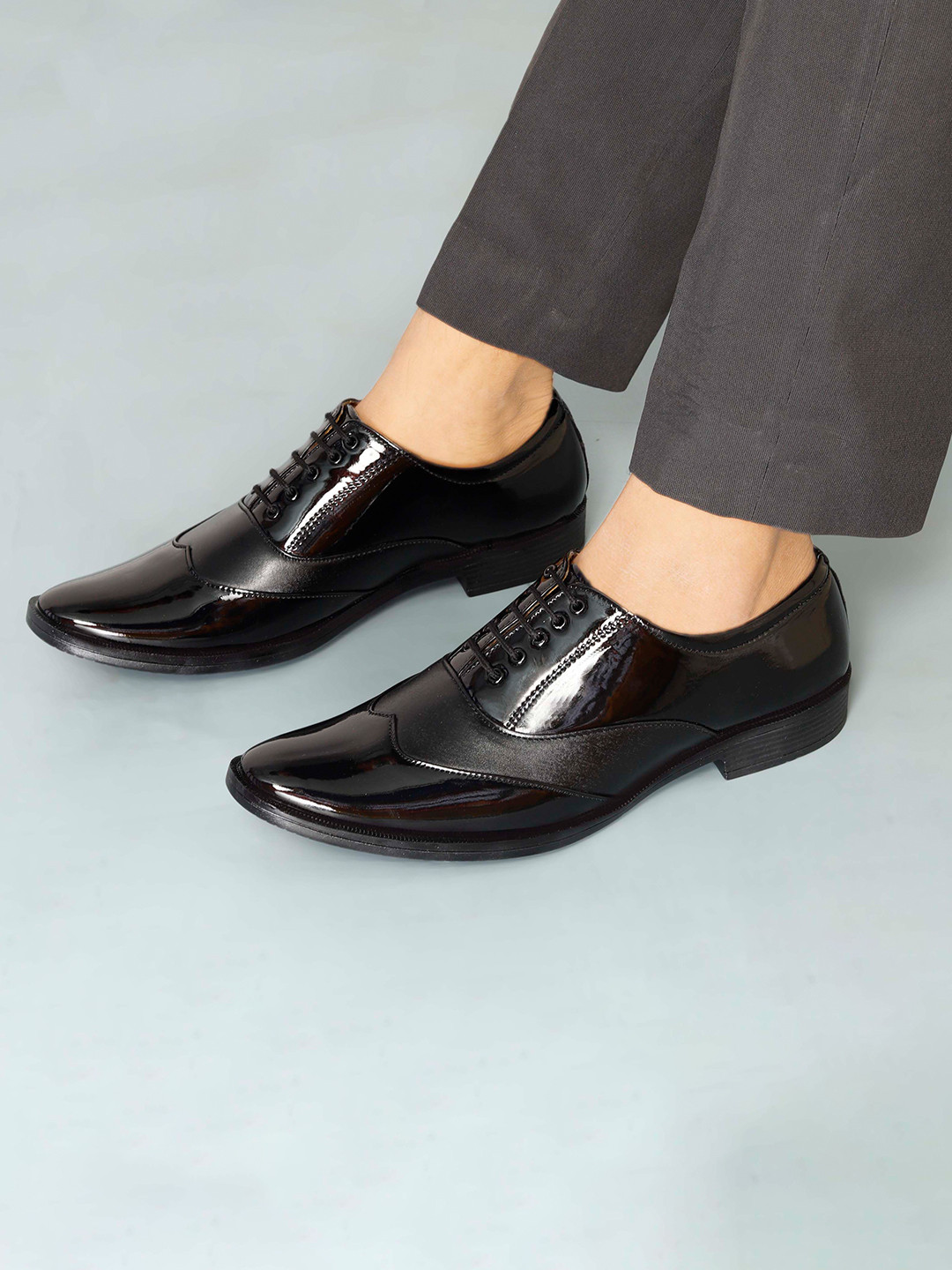 

aadi Men Textured Formal Oxfords, Black