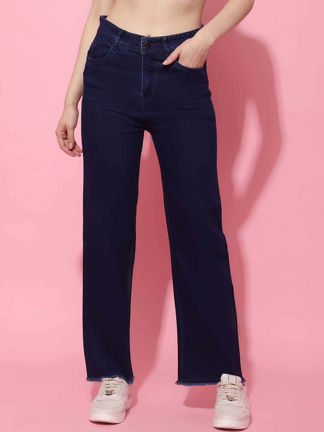 

NULL NAUT Women Jean Flared Clean Look Stretchable Jeans, Blue