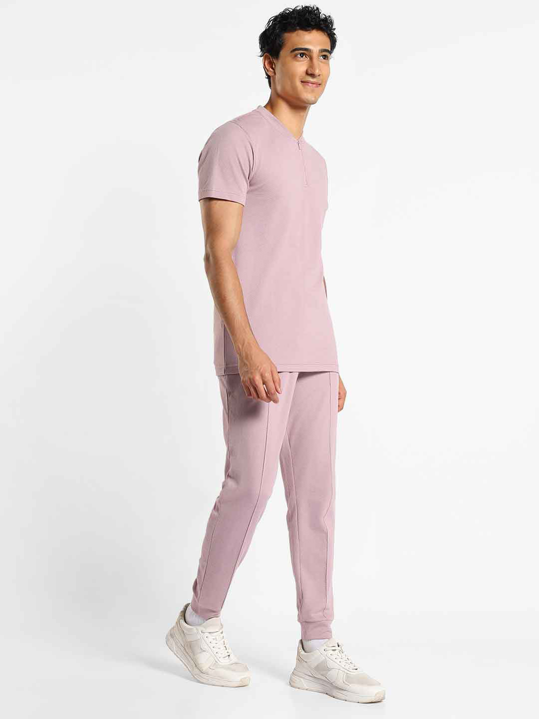 

NOBERO Self Design T-Shirt With Joggers, Mauve