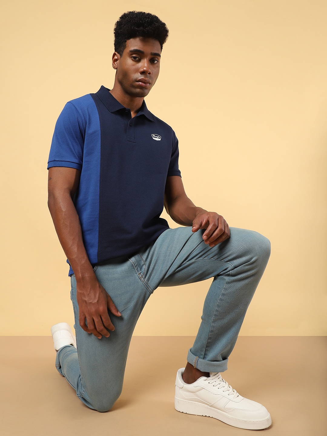 

Wrangler Men Colourblocked Polo Collar Cotton T-shirt, Blue