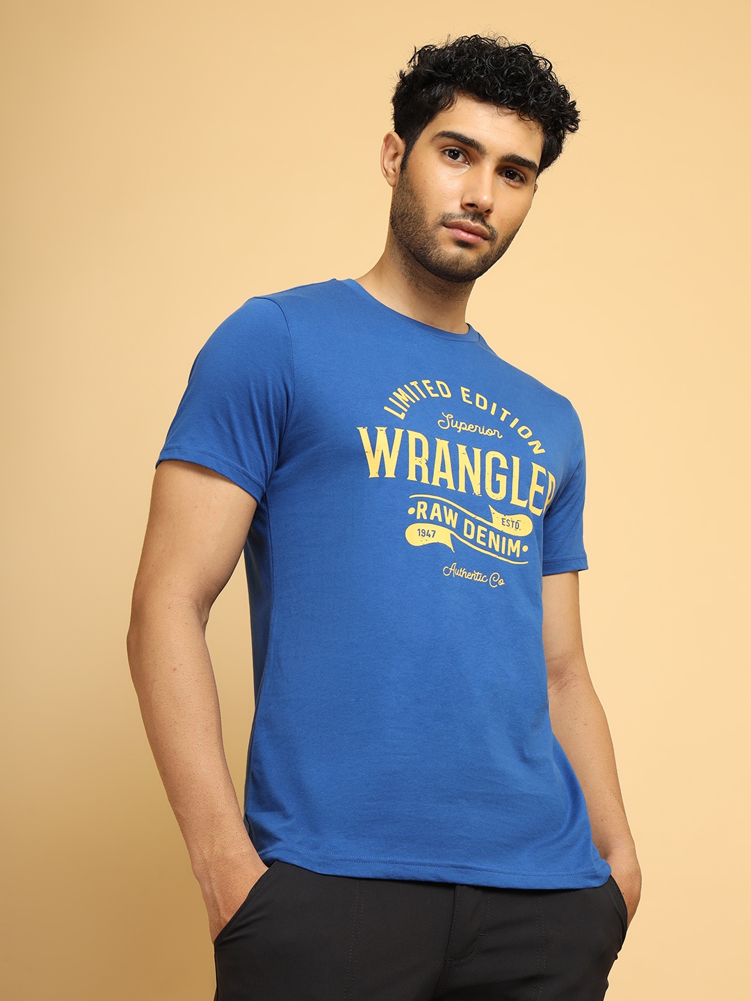

Wrangler Brand Logo Printed Cotton T-shirt, Blue