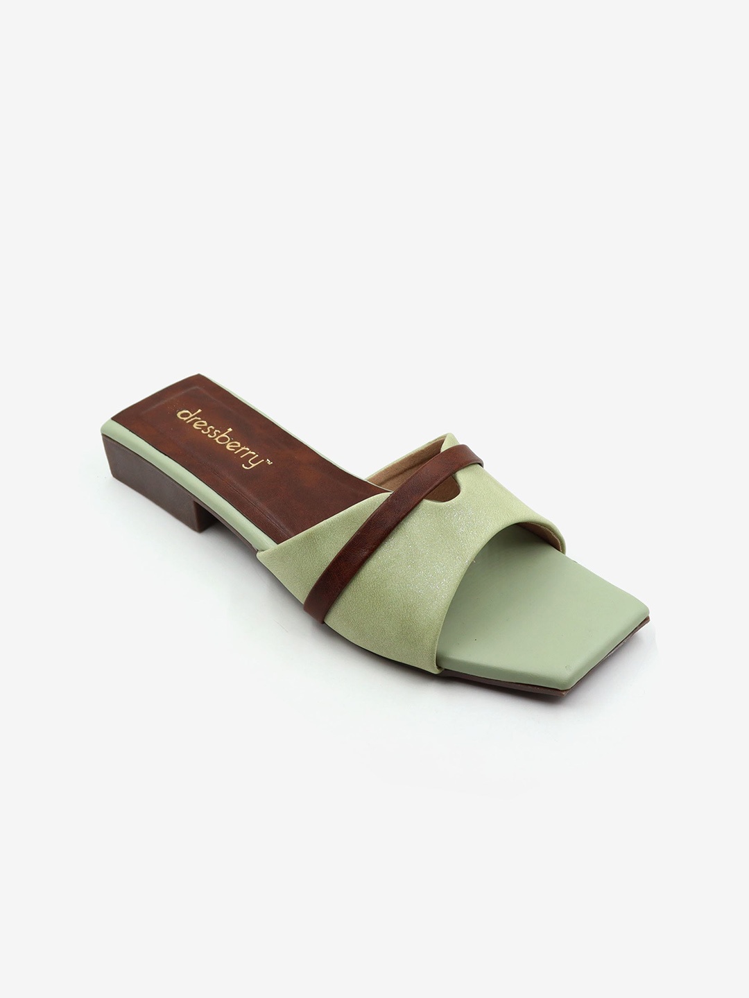 

DressBerry Green & Maroon Colourblocked Open Toe Flats
