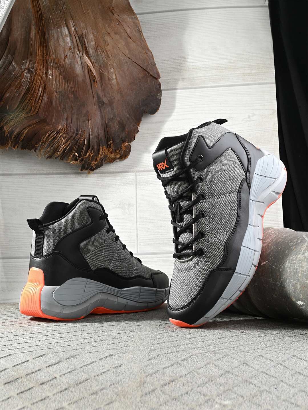 

HRX by Hrithik Roshan Men Grey Basket Ball Mid-Top Sports Shoes