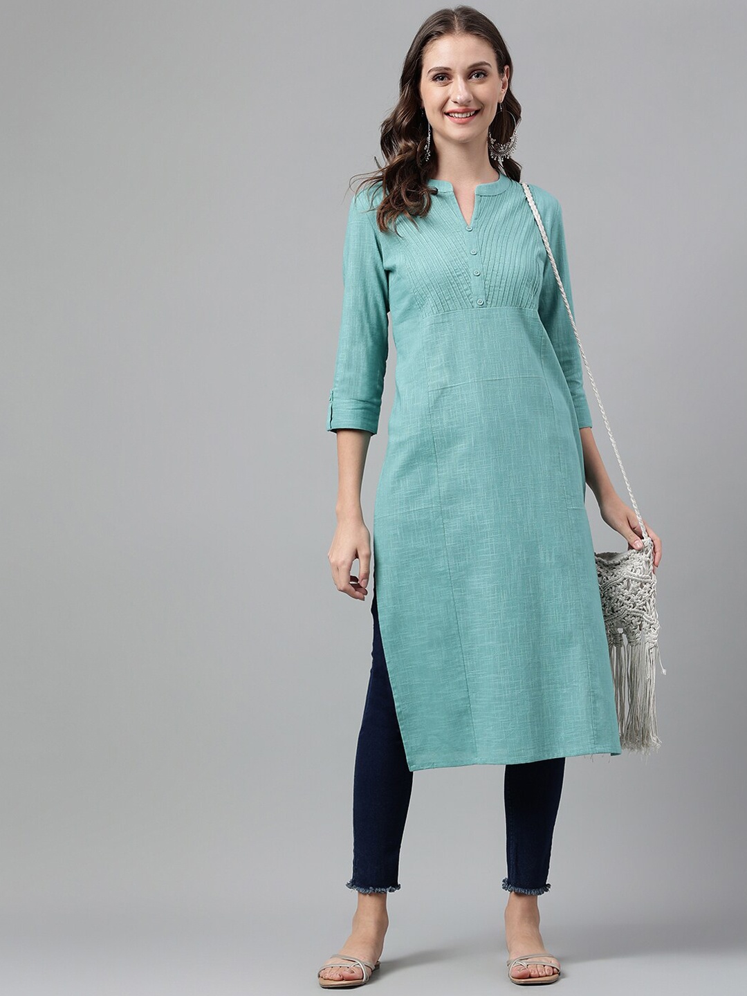 

Neemiya Striped Kurta, Sea green