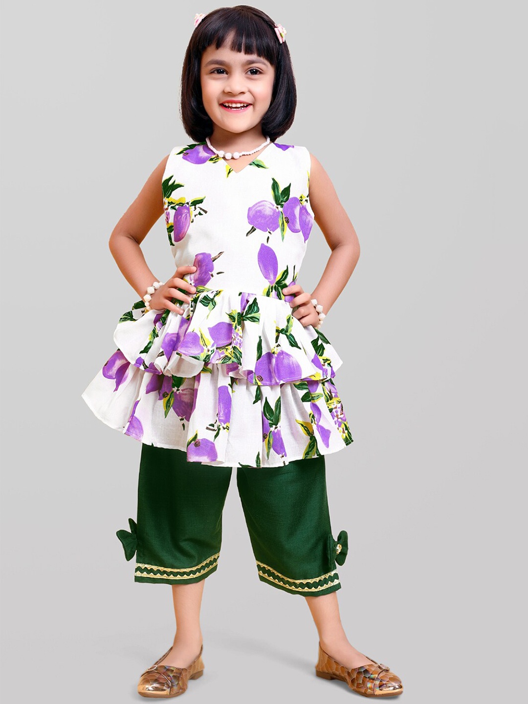 

BAESD Girls Floral Printed Regular Kurta with Trousers, Purple