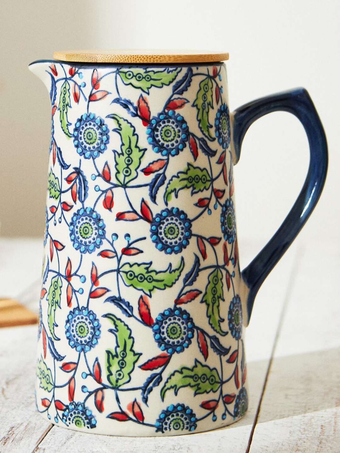 

Chumbak Blue Floral Printed Ceramic Water Jug