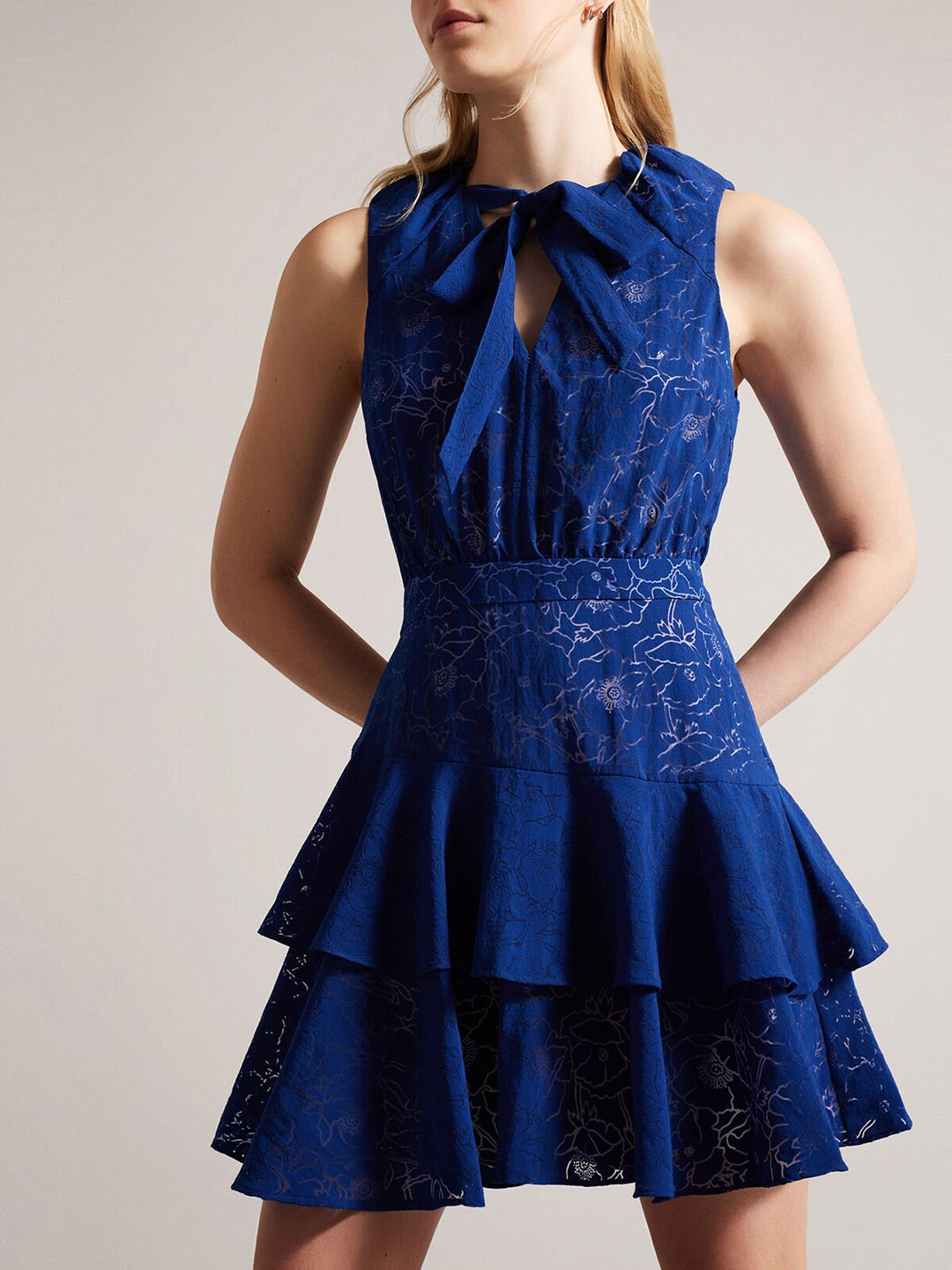 

Ted Baker Self Design Fit & Flare Dress, Navy blue