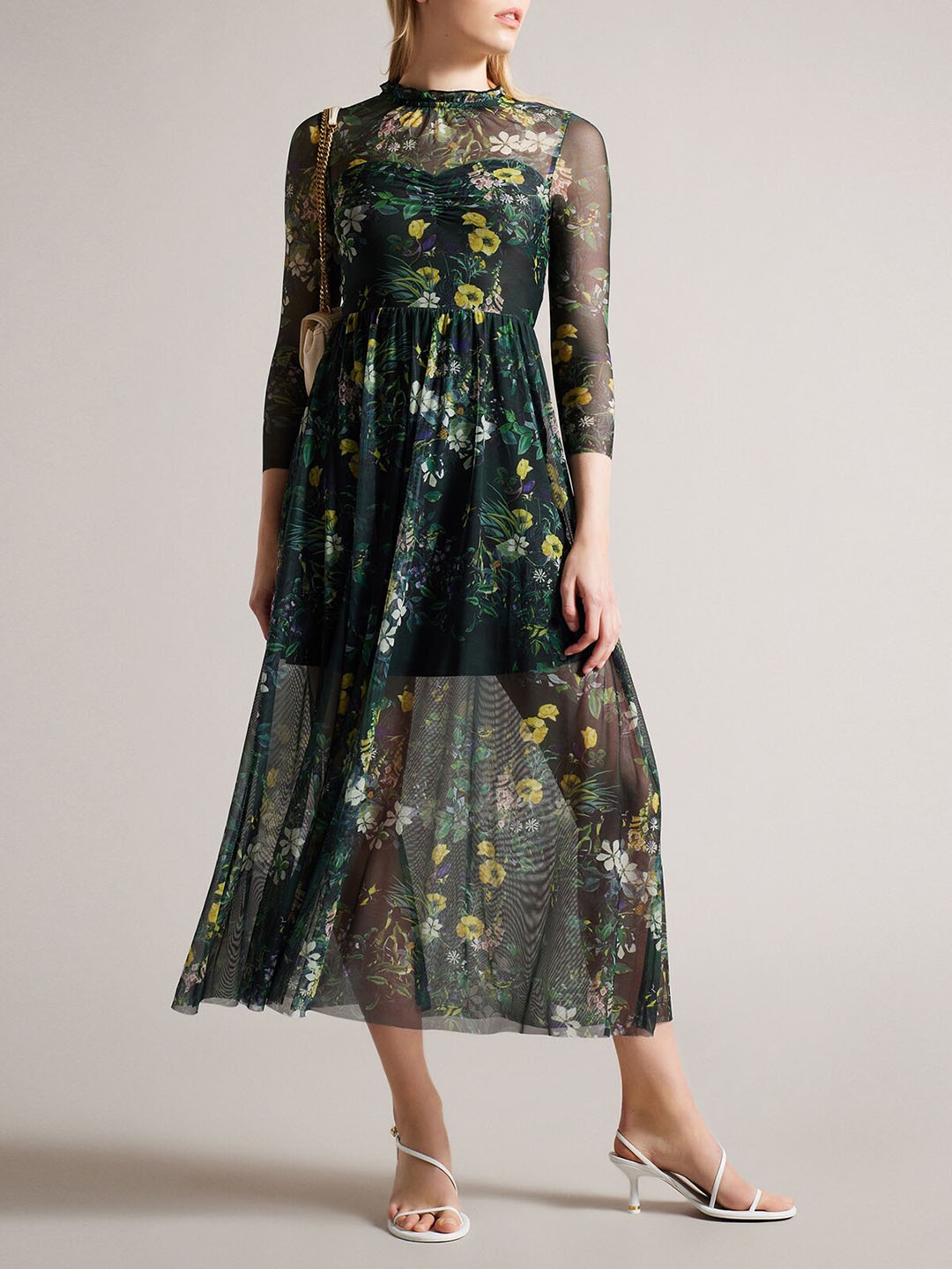 

Ted Baker Floral Printed Fit & Flare Midi Dress, Green
