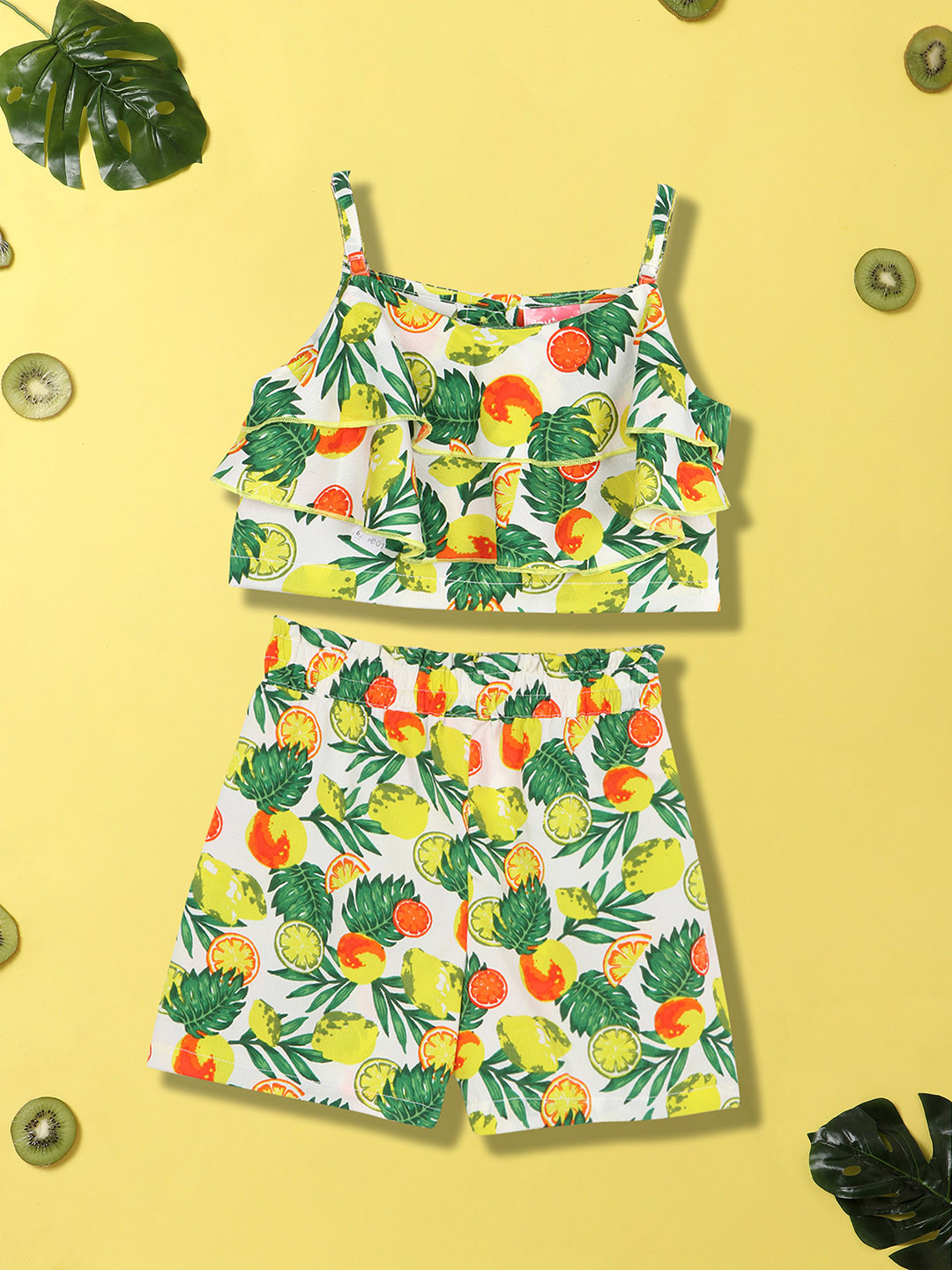 

Nauti Nati Girls Tropical Printed Top With Shorts, White