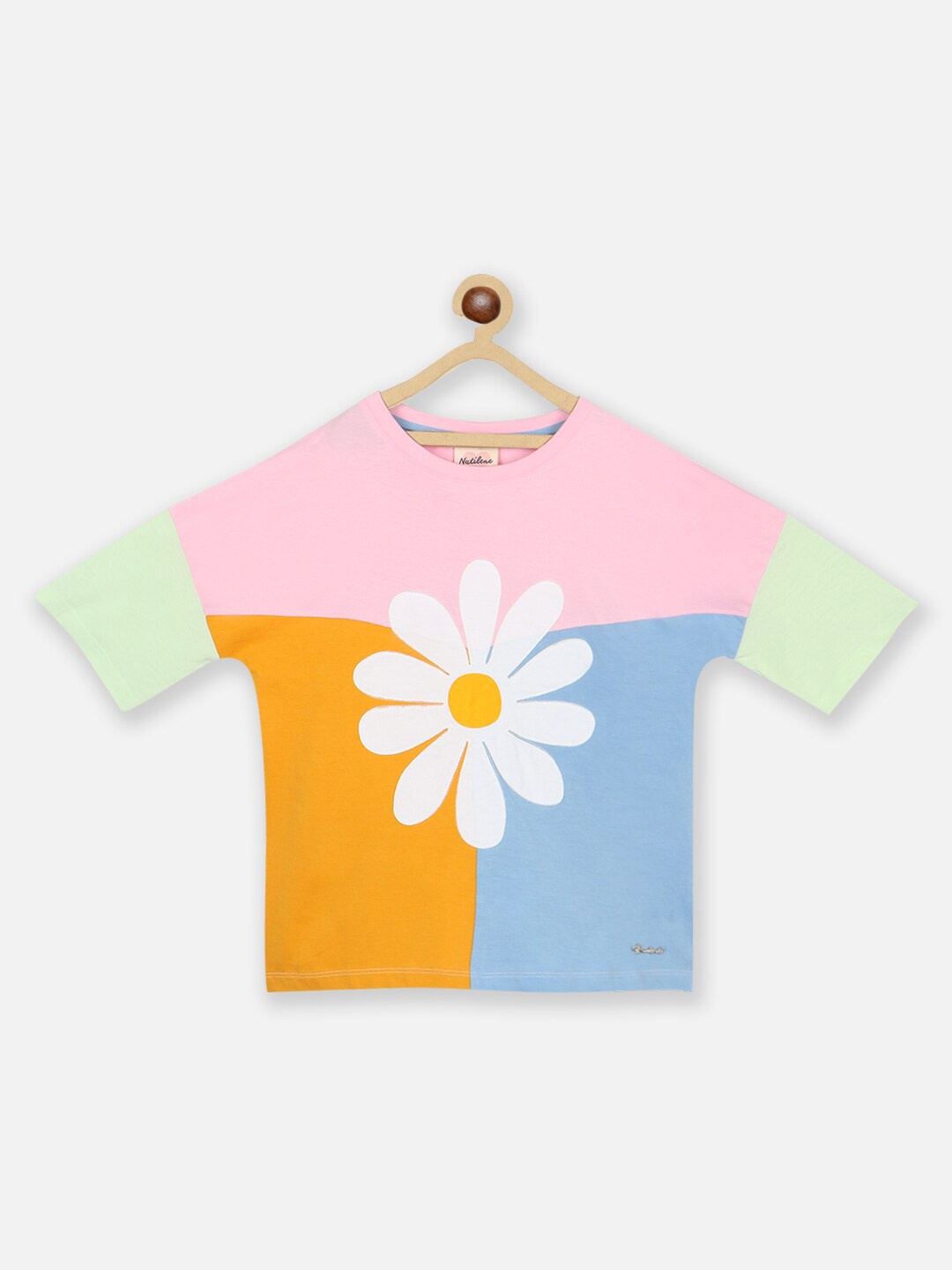 

Natilene Girls Colourblocked Pure Cotton Top, Pink