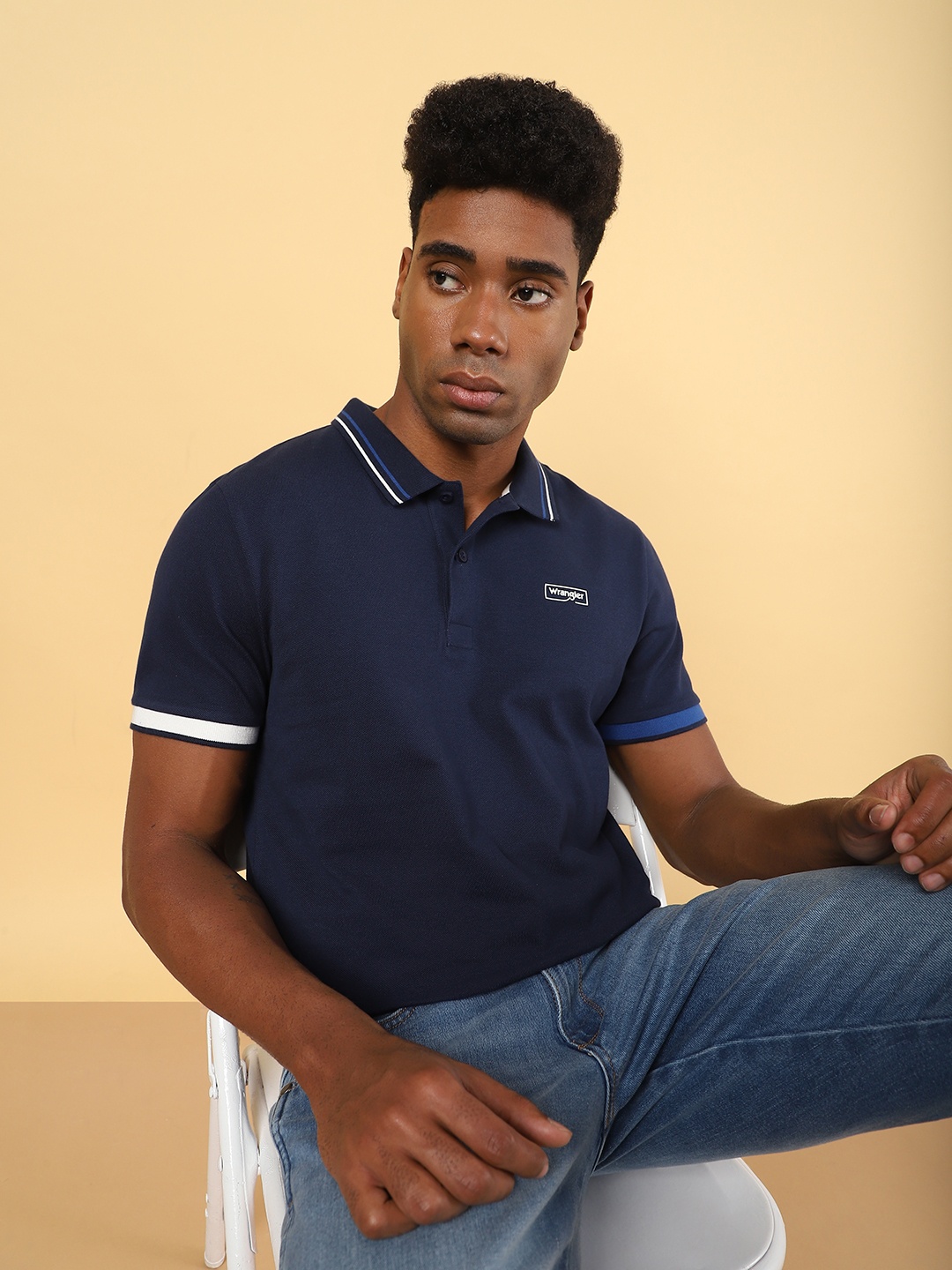 

Wrangler Polo Collar Cotton T-shirt, Navy blue