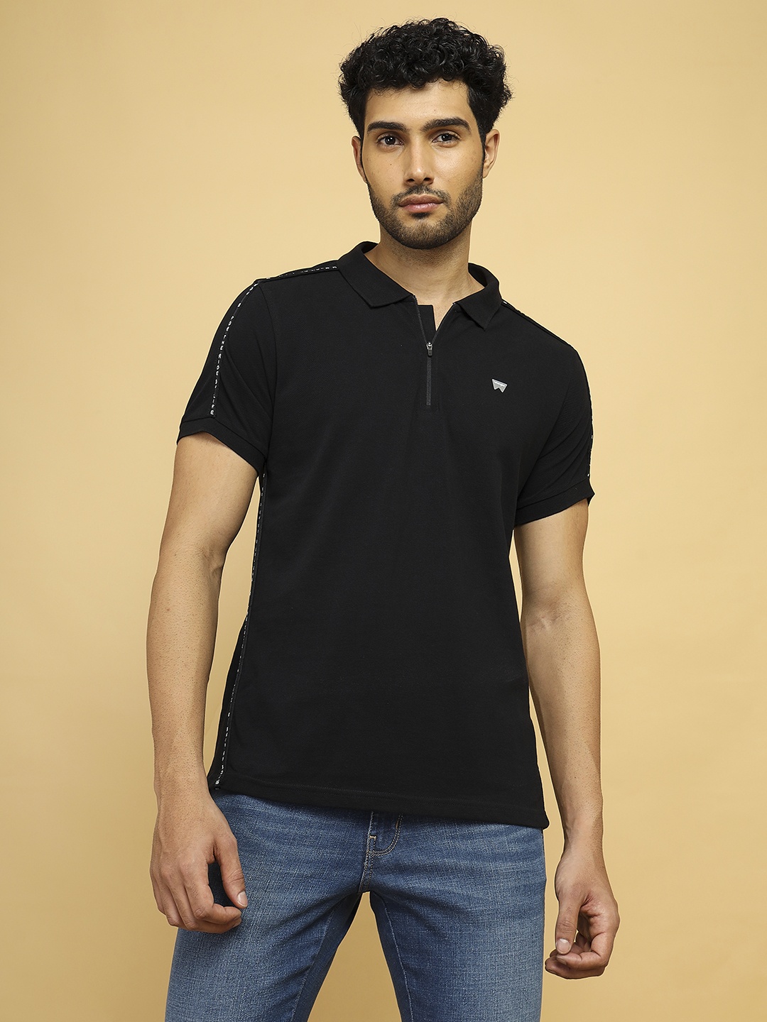 

Wrangler Polo Collar Cotton T-Shirt, Black