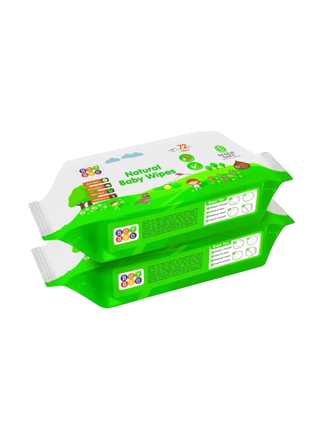 

BeyBee Set Of 2 Anti-Rash Cucumber Natural Baby Wipes - 72 Wipes Each, Green