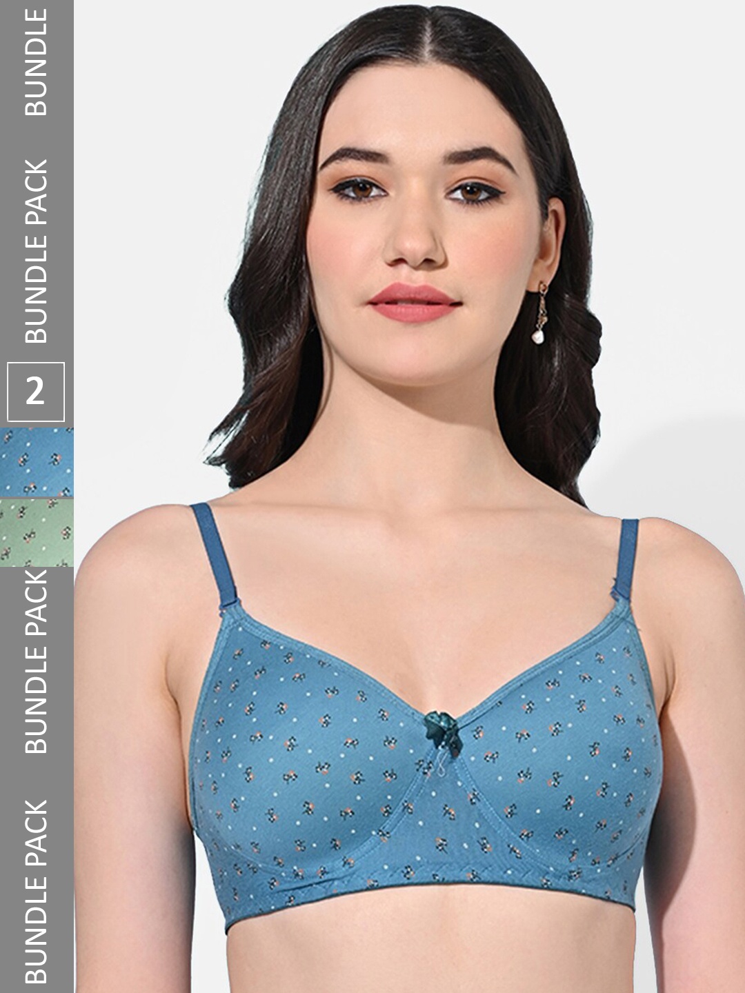 

FIMS Floral Full Coverage Lightly Padded Bra All Day Comfort, Green
