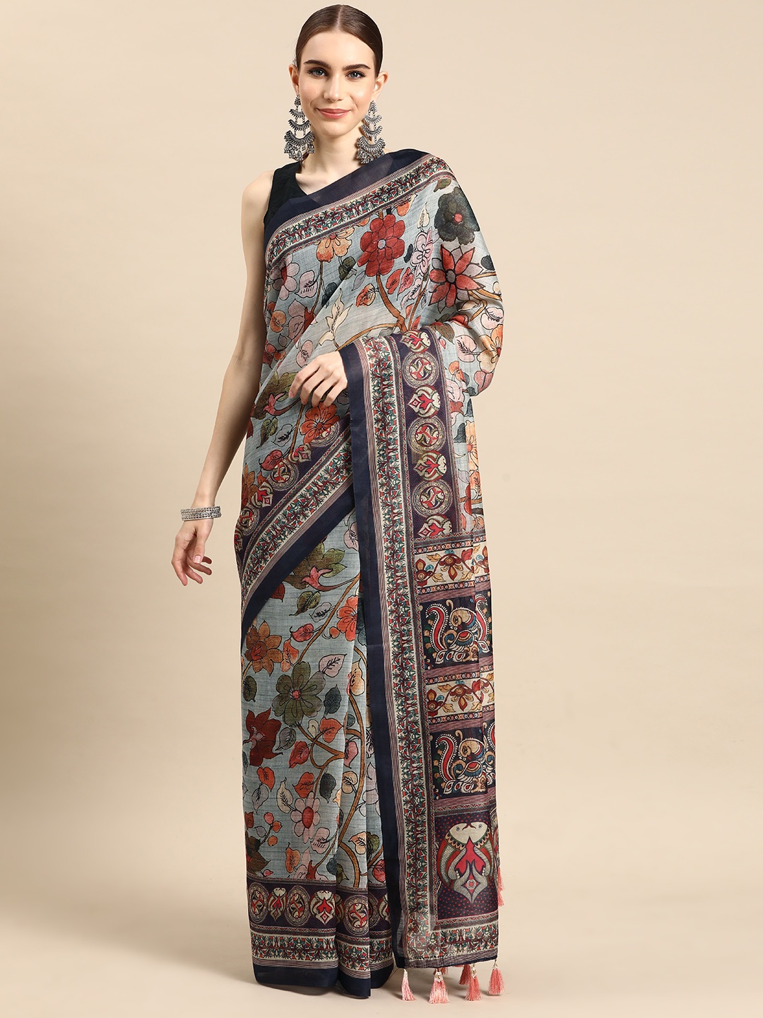 Tasarika Kalamkari Saree, Blue