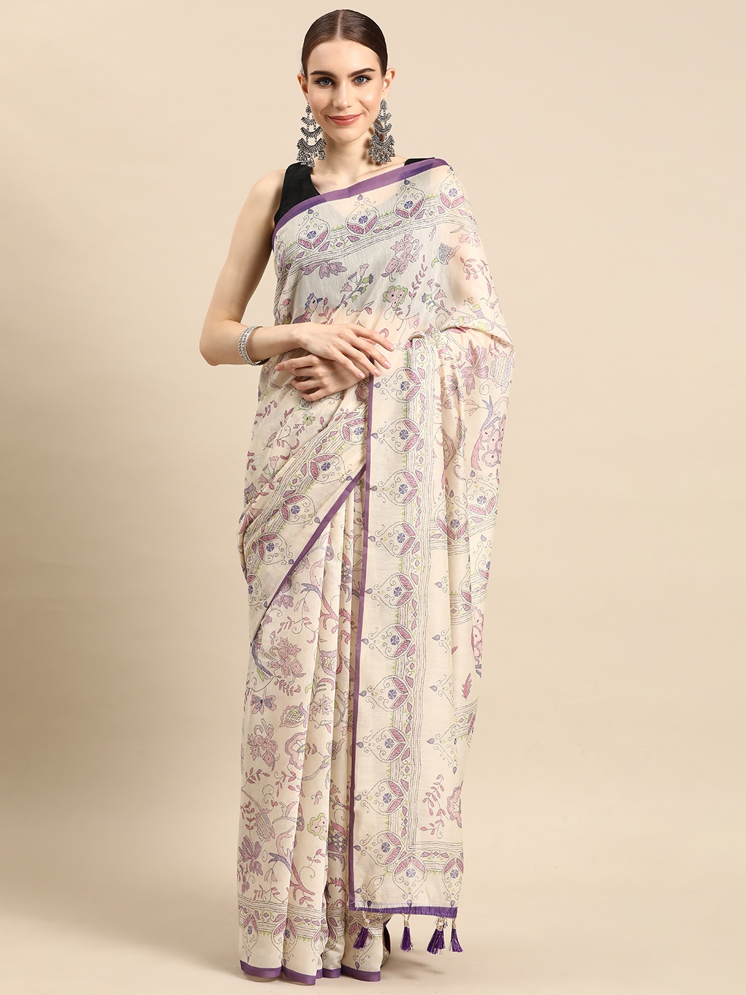 

Tasarika Floral Printed Saree, Purple