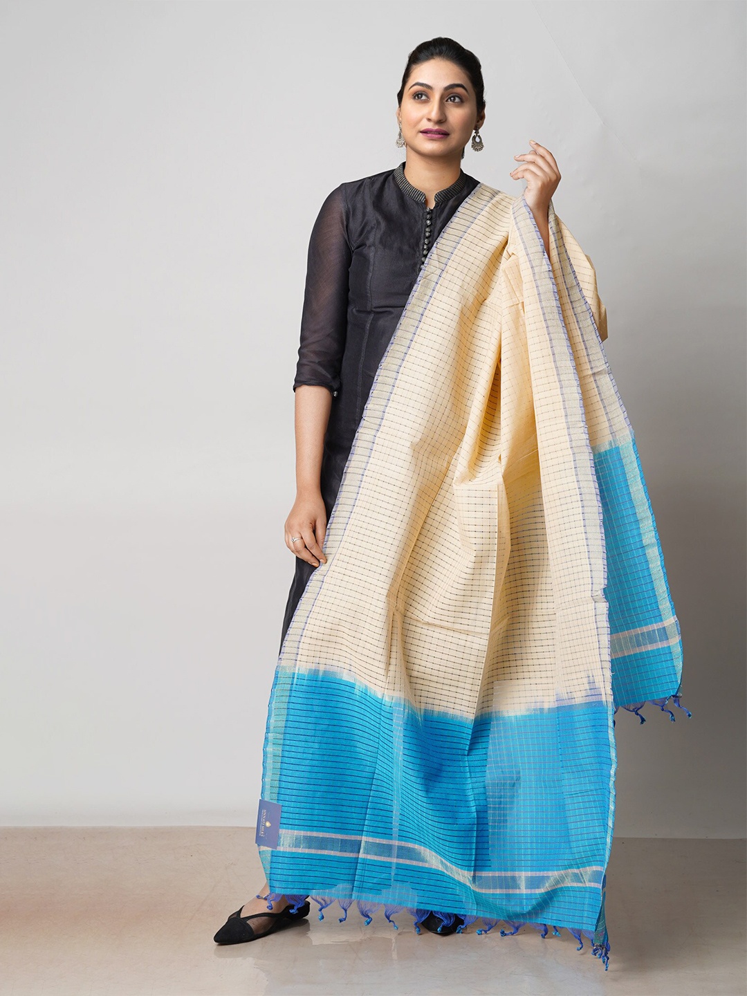 

Unnati Silks Colourblocked Pure Cotton Dupatta, Cream