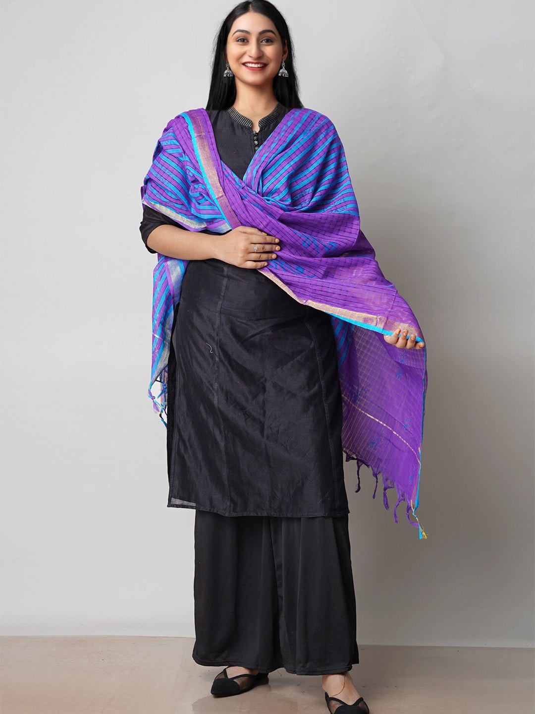 

Unnati Silks Woven Design Pure Cotton Dupatta, Purple