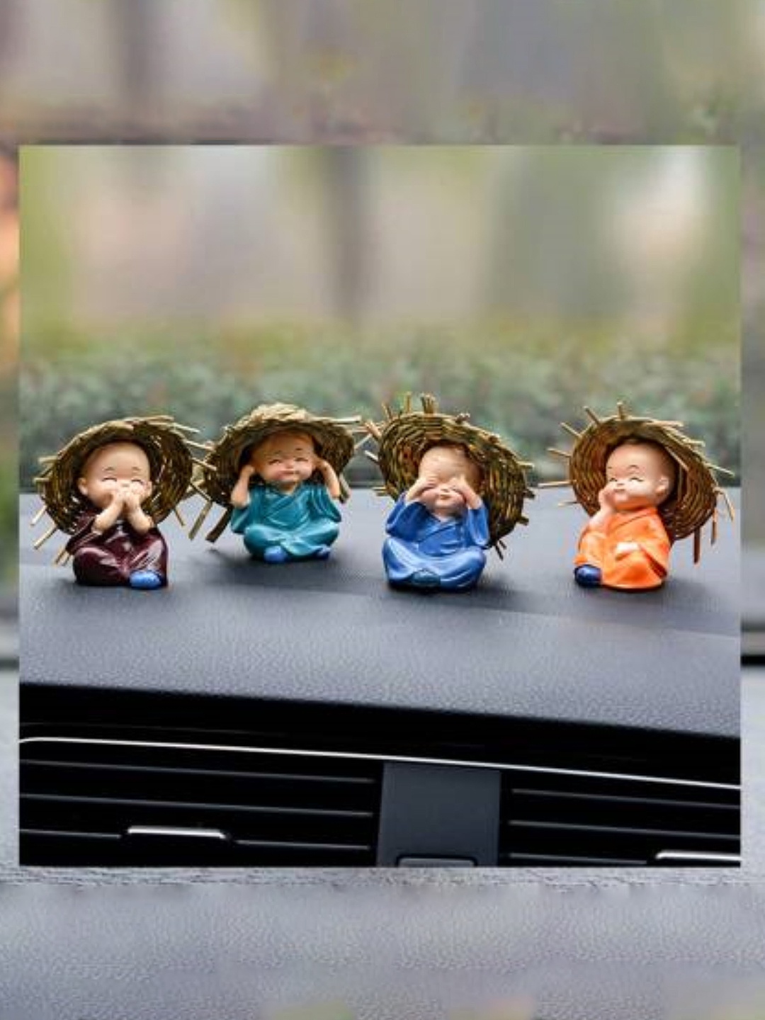 

Fashion Bizz 4-Pcs Blue & Orange Coloured Hattbuddha Showpieces