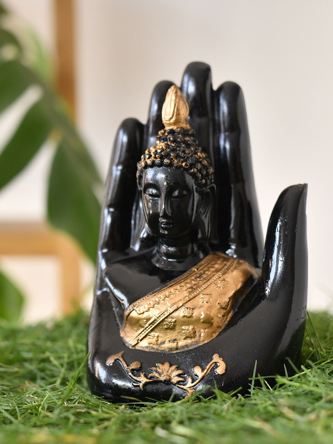 Fashion Bizz Black & Golden Hath Buddha Showpiece