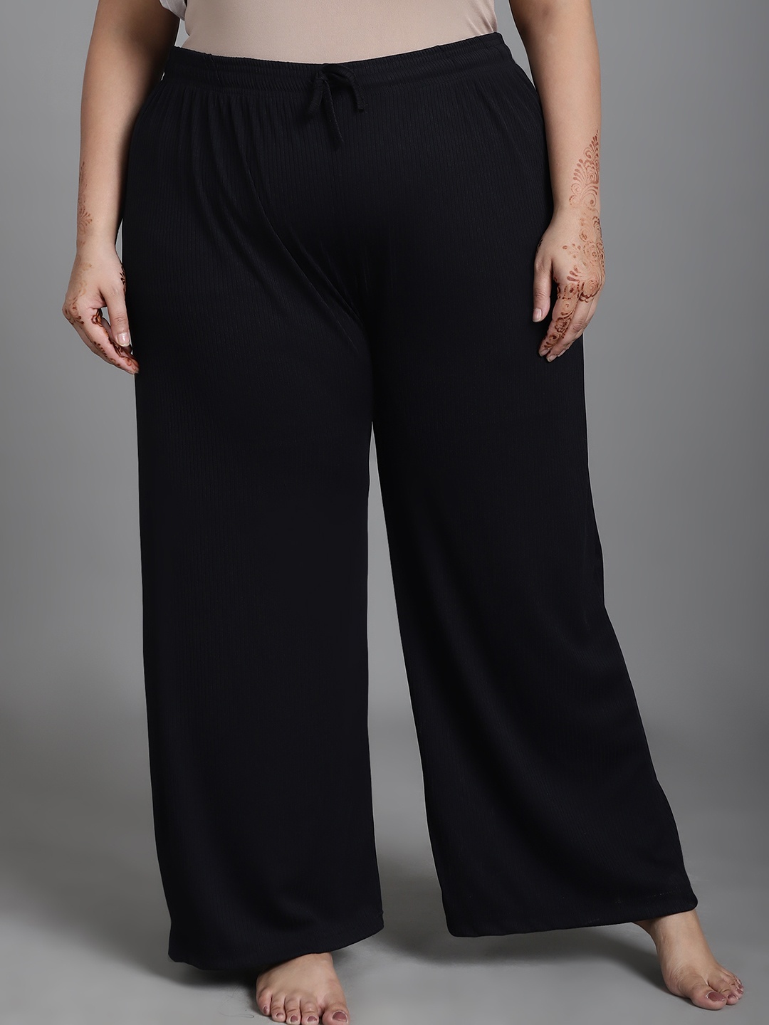 

NEUDIS Women Plus Size Ribbed Lounge Pants, Black
