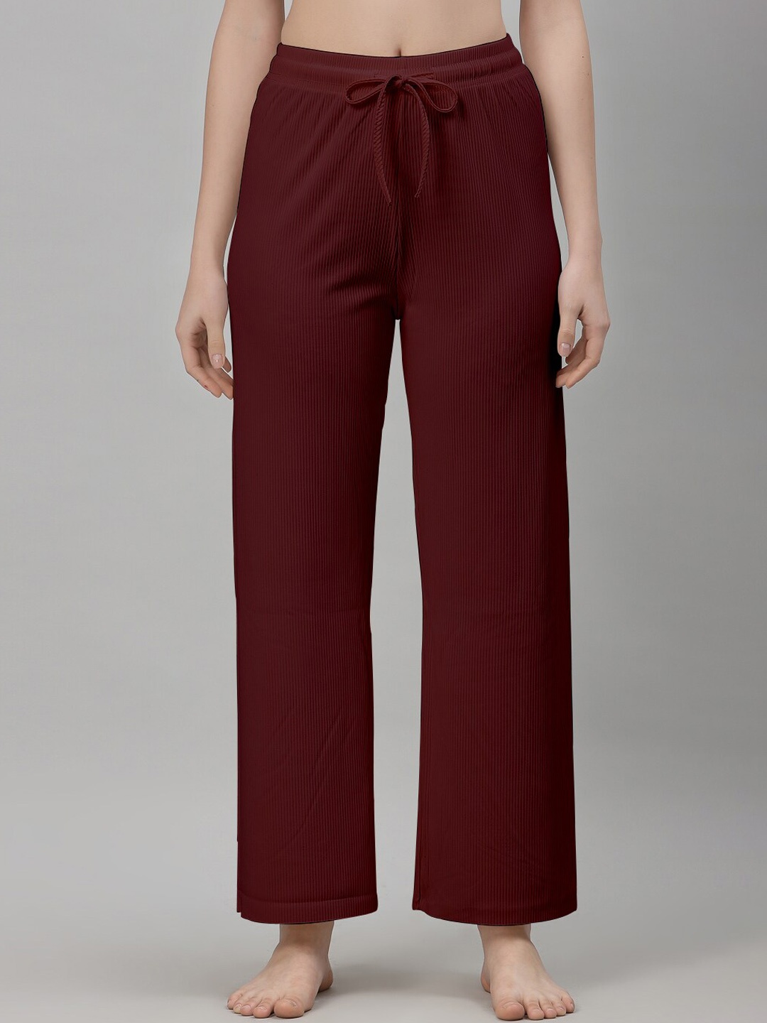 

NEUDIS Women Mid-Rise Lounge Pants, Burgundy