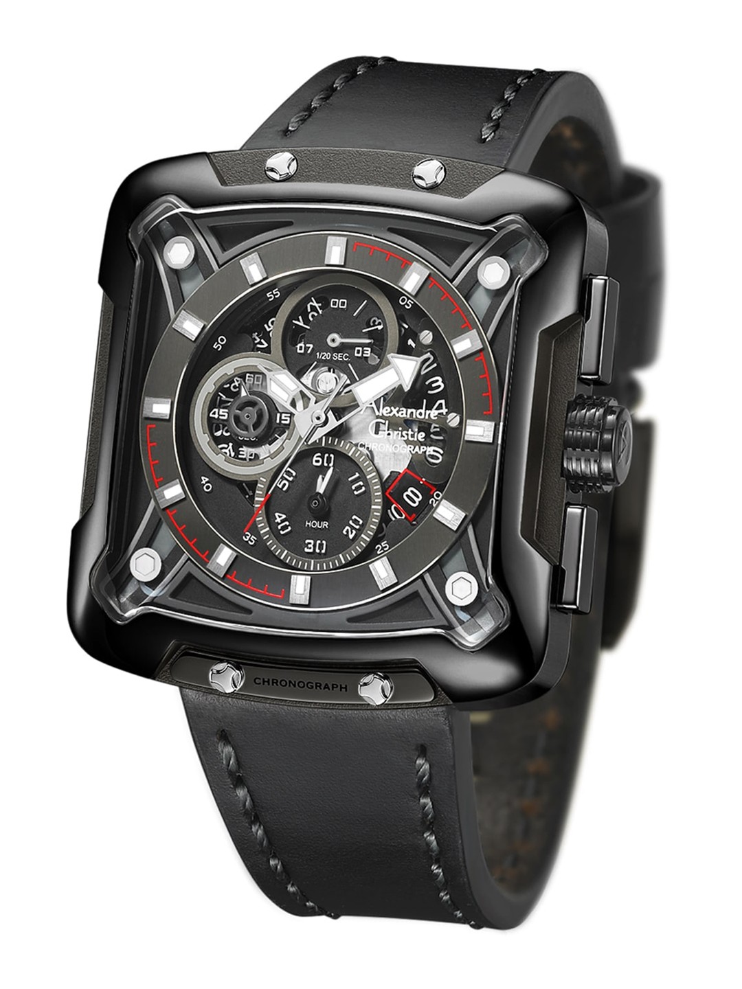 

Alexandre Christie Men Leather Wrap Around Straps Analogue Watch 3030MCLIPBA, Black