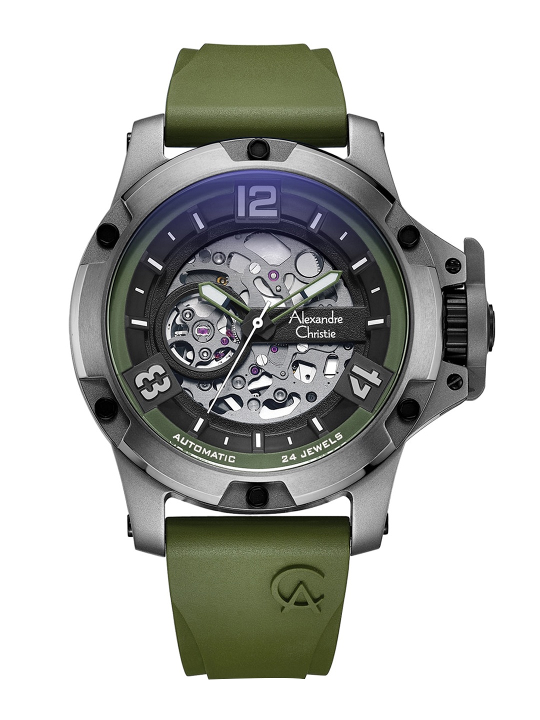 

Alexandre Christie Men Titanium Dial Analogue Automatic Motion Powered Watch, Green