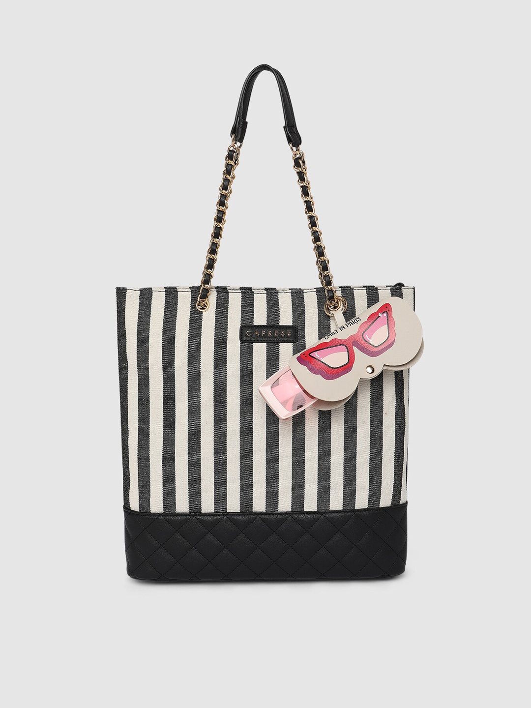 

Caprese Emily in Paris Striped Structured Shoulder Bag, Black