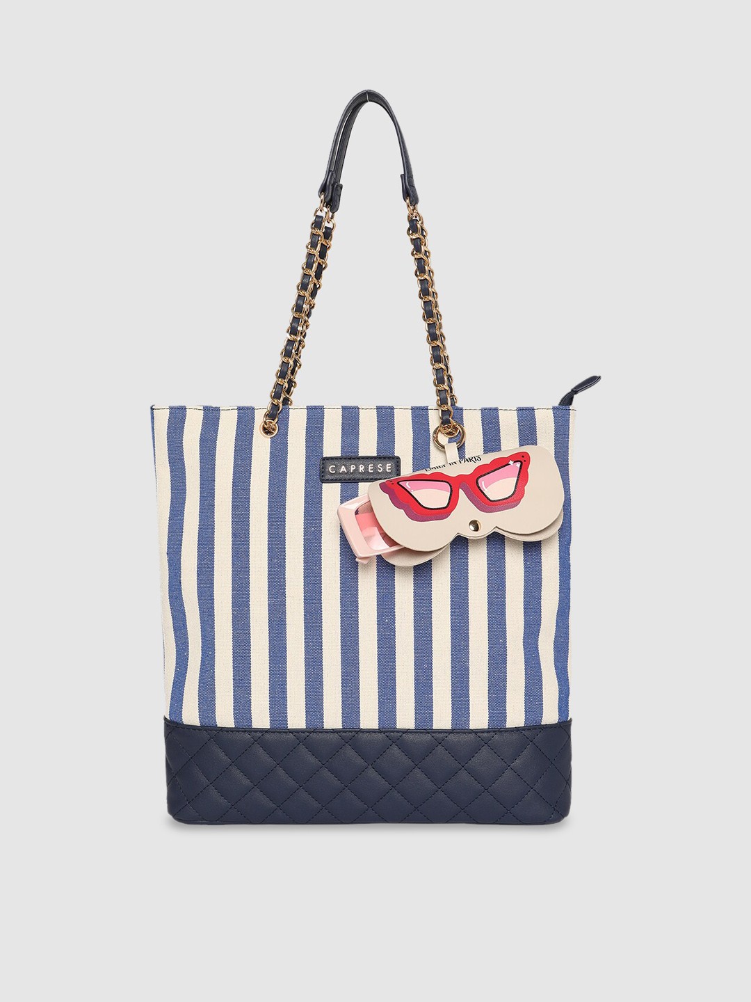 

Caprese Emily in Paris Striped Structured Shoulder Bag, Navy blue