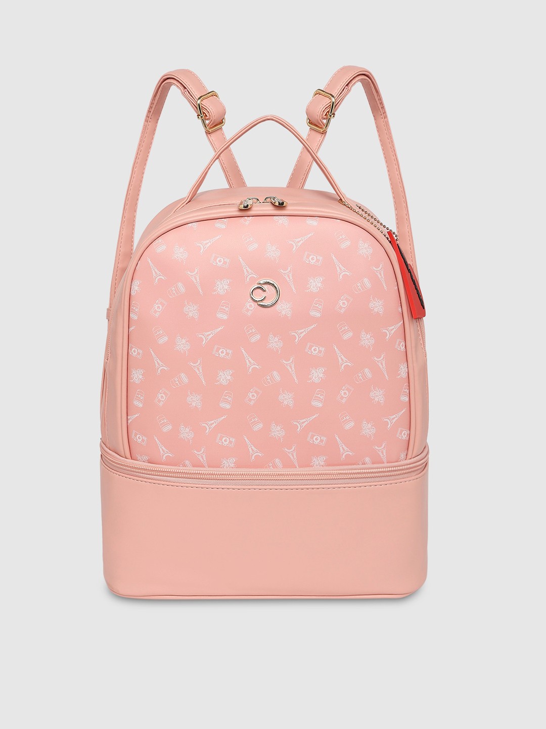 

Caprese Emily in Paris Printed PU Structured Handheld Bag, Pink