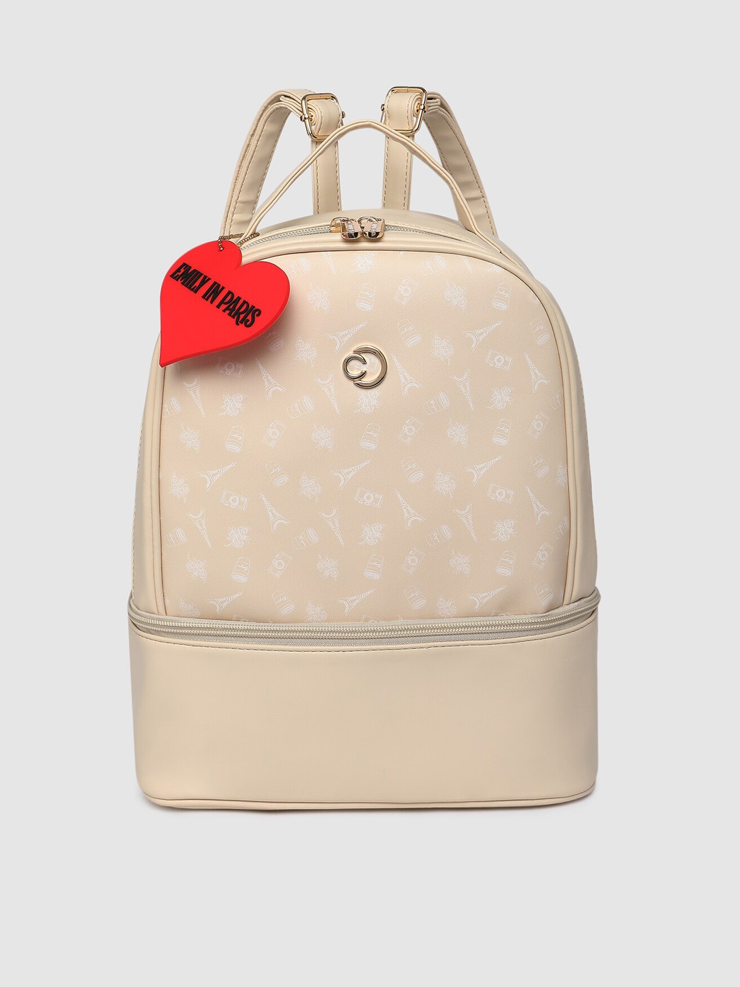 

Caprese Women Emily in Paris Conversational Printed Backpack, Beige