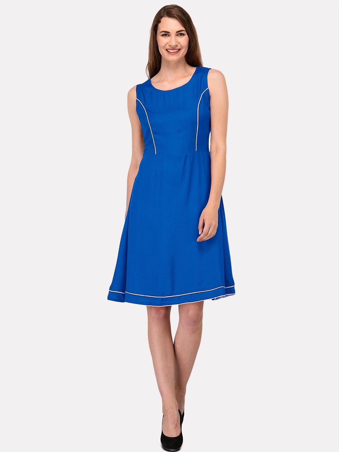 

PATRORNA Cotton Fit & Flare Dress, Blue