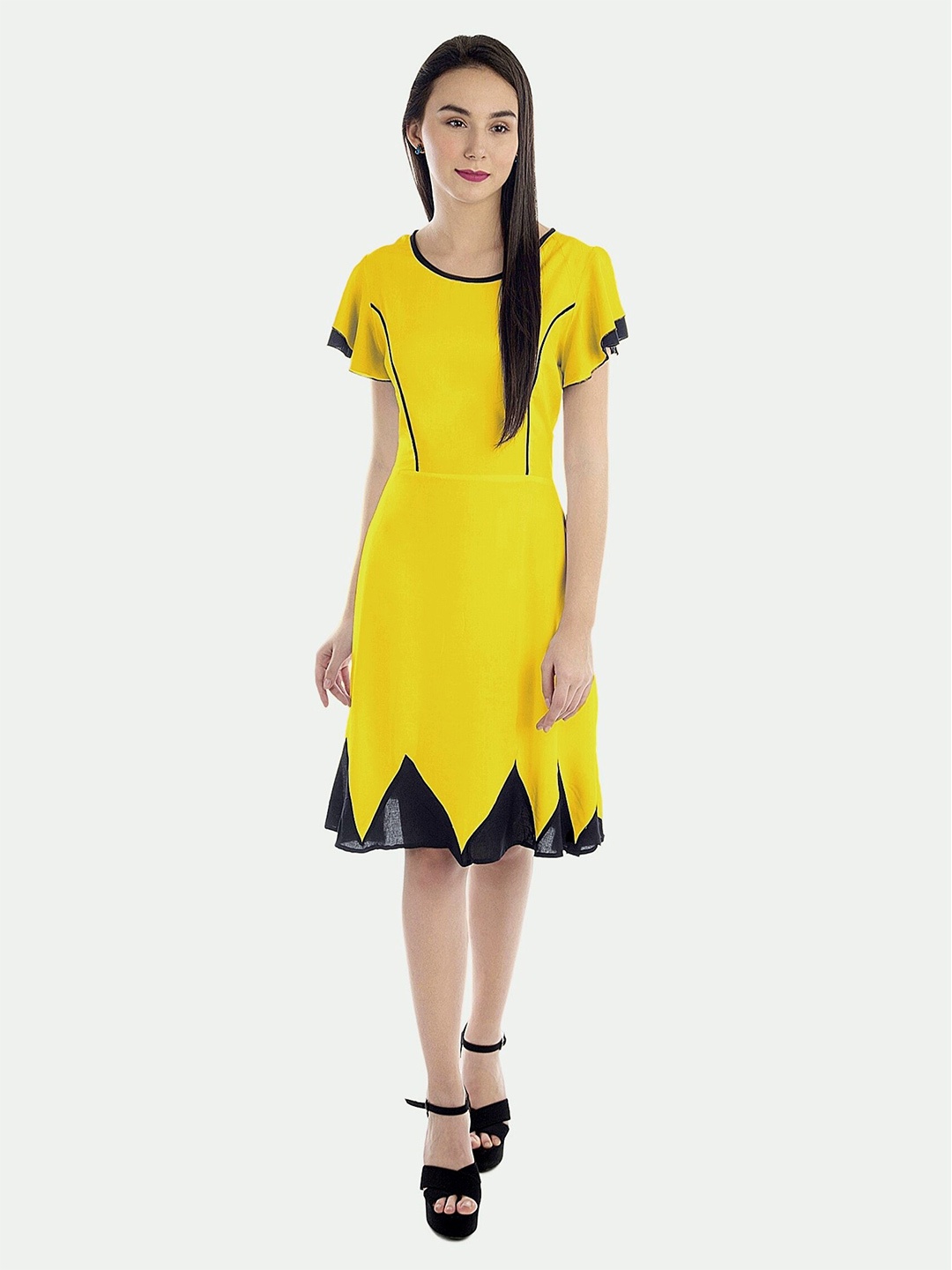 

PATRORNA Cotton Fit & Flare Dress, Yellow