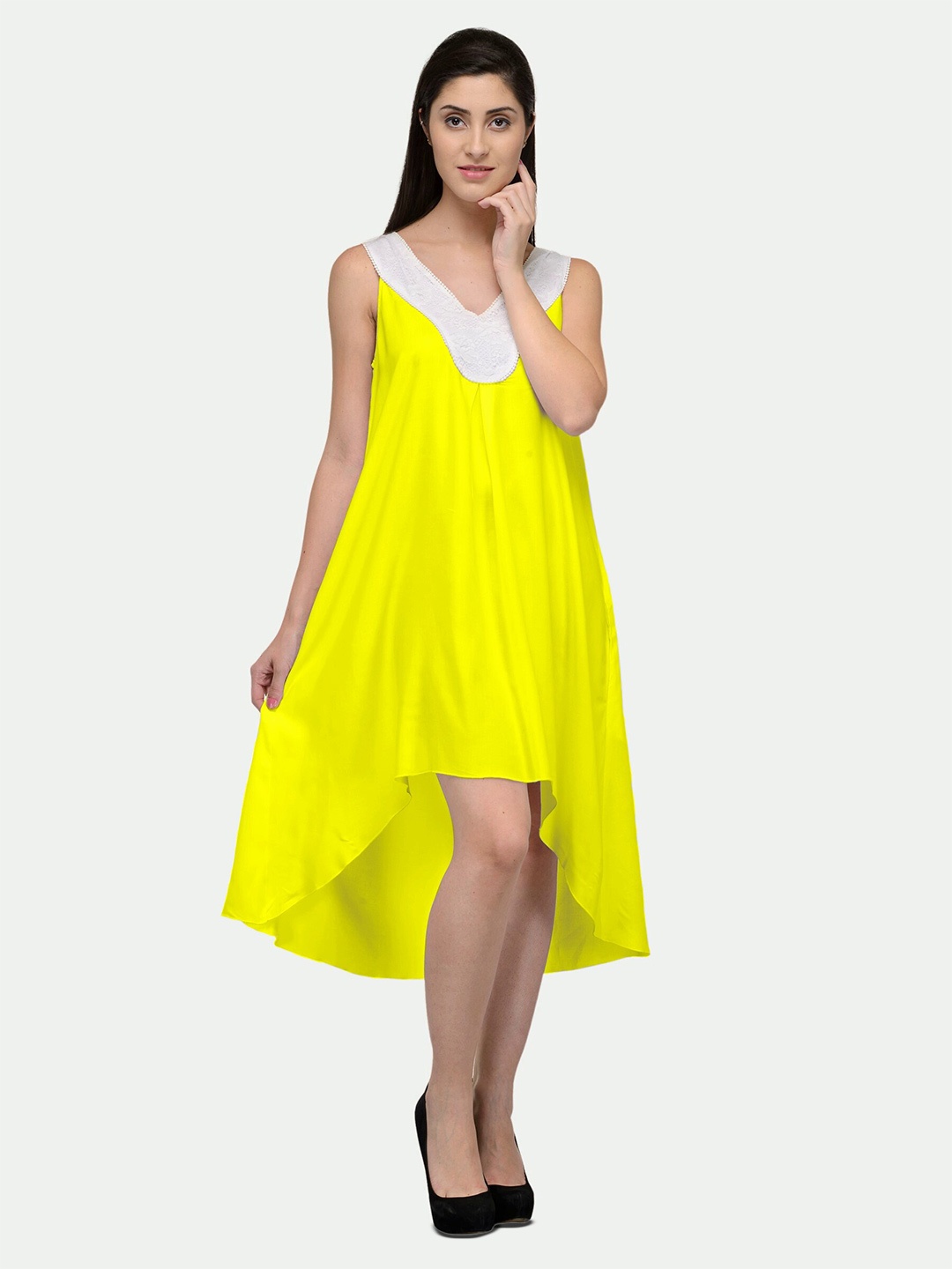 

PATRORNA High-Low A-Line Dress, White