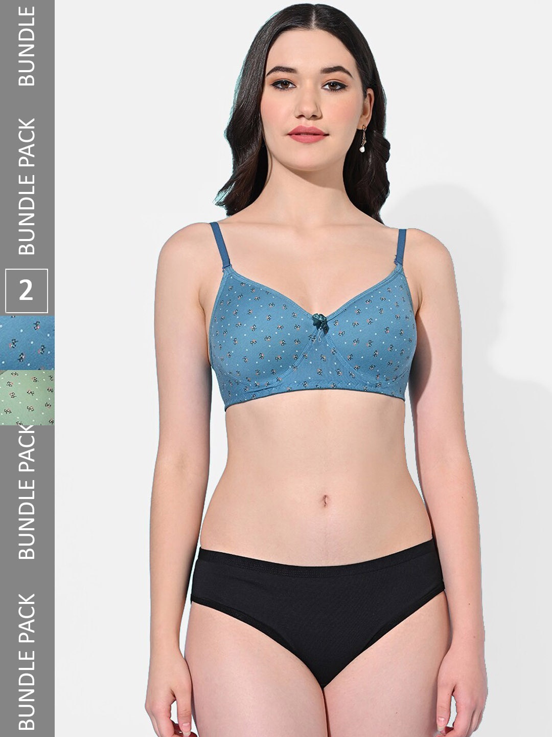 

FIMS Pack Of 2 Lightly Padded Full Coverage Lingerie Set Niharika_Pad_Set_GreenBlue_B, Green