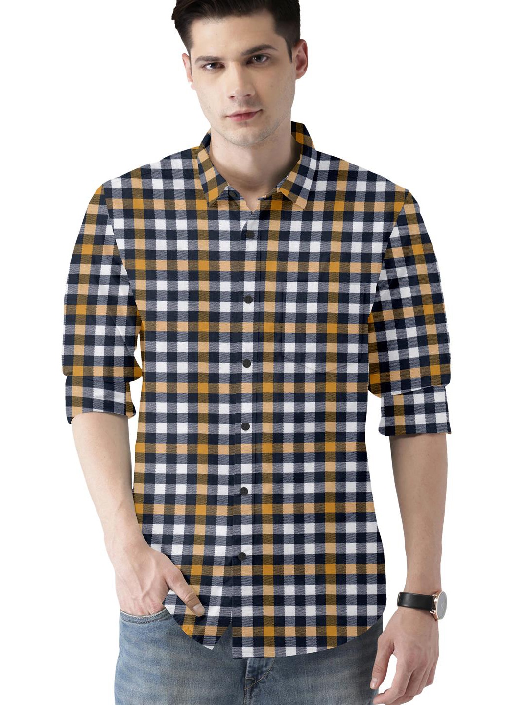 

ETHNIC TRENDZ Standard Buffalo Checked Casual Shirt, White