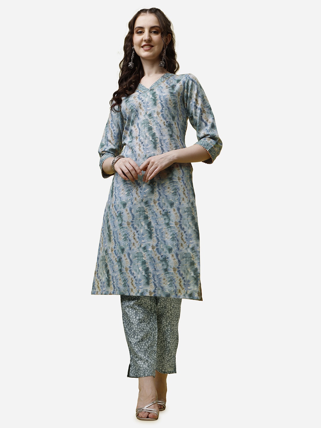

RAISIN Abstract Printed Regular Pure Cotton Kurta With Trousers, Grey
