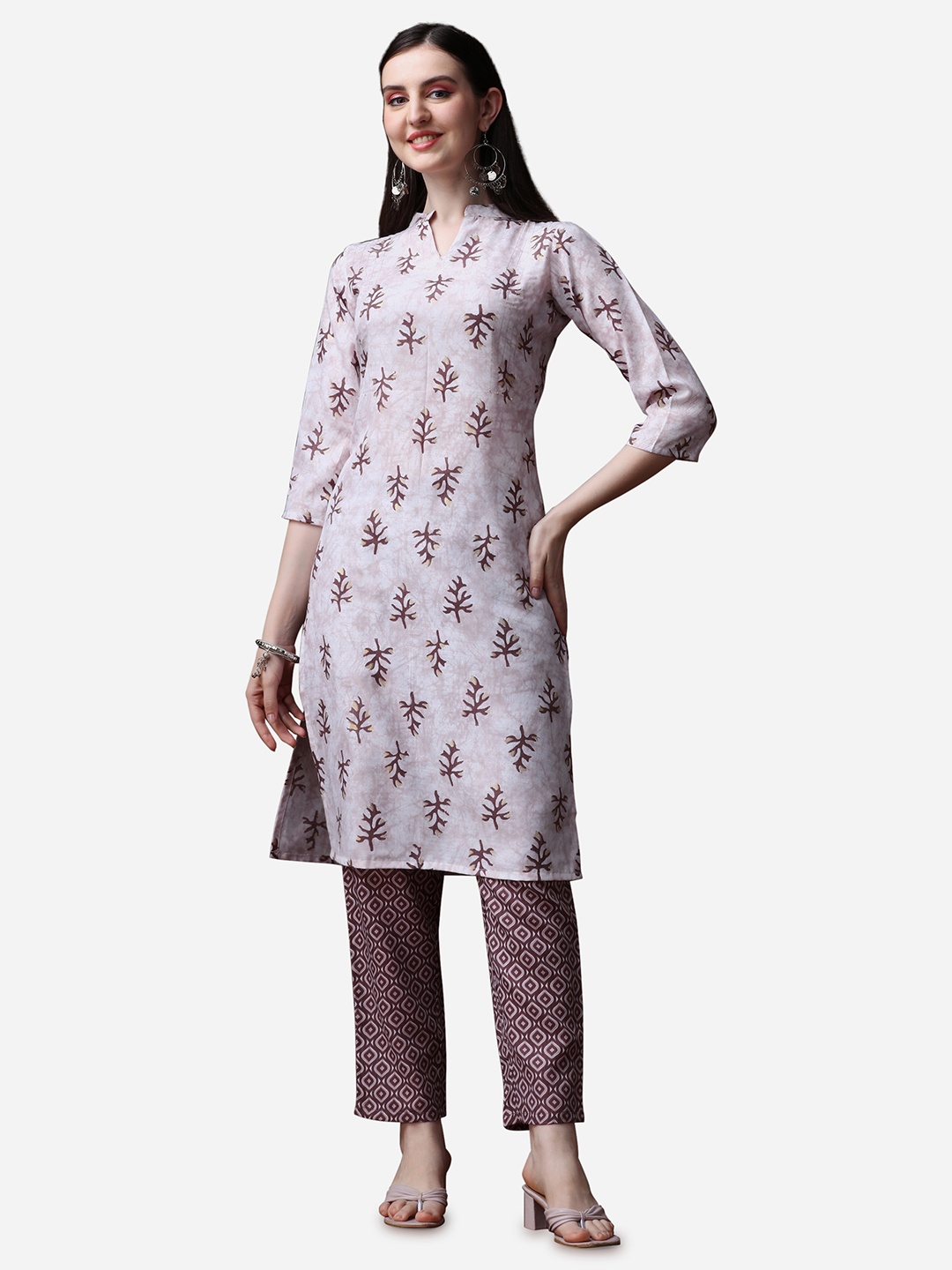

RAISIN Floral Printed Pure Cotton Kurta With Trousers, Off white
