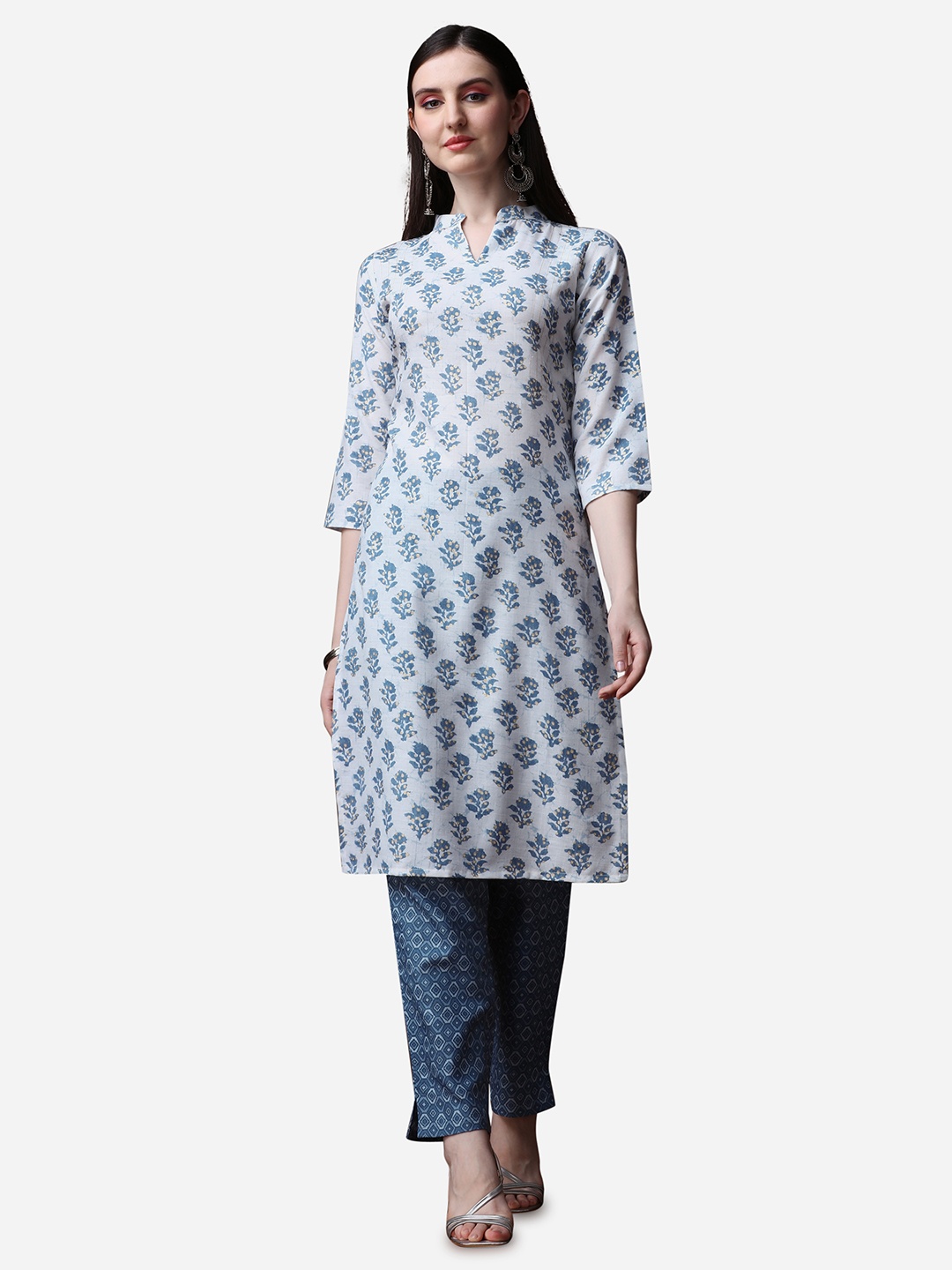 

RAISIN Floral Printed Pure Cotton Kurta With Trousers, White