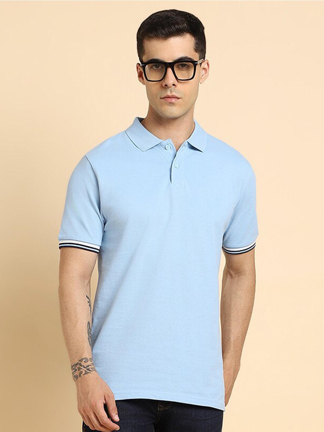 

Dennis Lingo Polo Collar Pure Cotton T-shirt, Blue