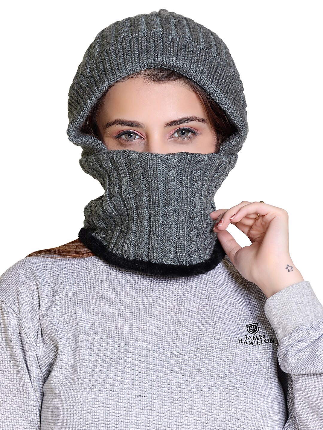 

Gajraj Unisex Self Design Balaclava, Grey
